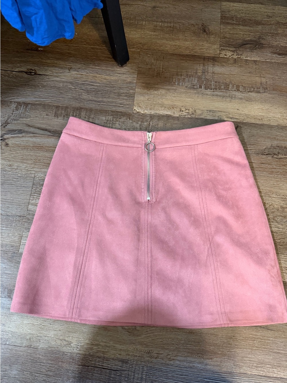 EDC Rose Pink Suede-Look Mini Skirt with Front Ring Zip